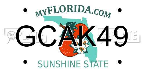 GCAK49 Florida License Plate