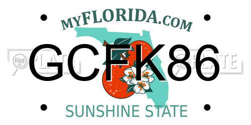 GCFK86 Florida License Plate