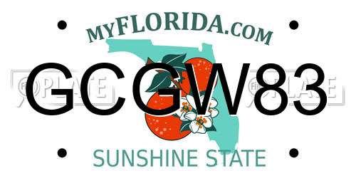 GCGW83 Florida License Plate