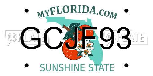 GCJF93 Florida License Plate