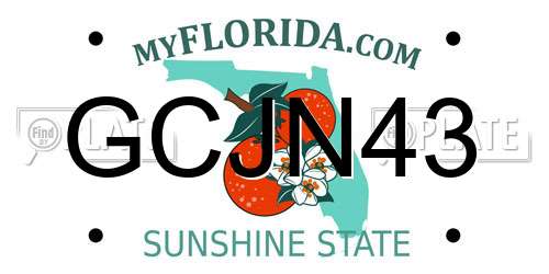 GCJN43 Florida License Plate