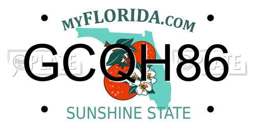 GCQH86 Florida License Plate
