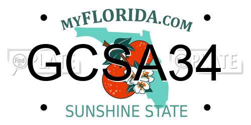 GCSA34 Florida License Plate