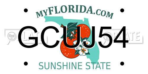 GCUJ54 Florida License Plate