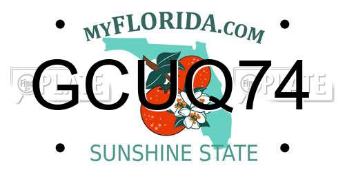 GCUQ74 Florida License Plate