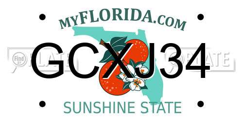 GCXJ34 Florida License Plate