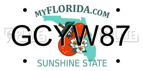 GCYW87 Florida License Plate