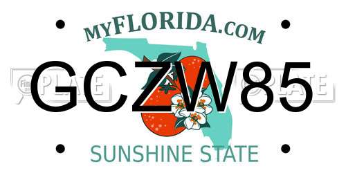 GCZW85 Florida License Plate
