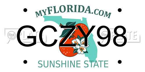 GCZY98 Florida License Plate