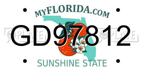 GD97812 Florida License Plate