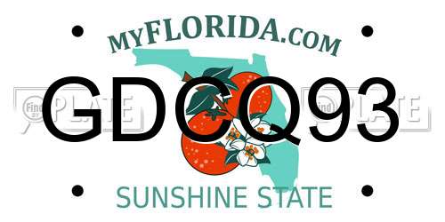 GDCQ93 Florida License Plate
