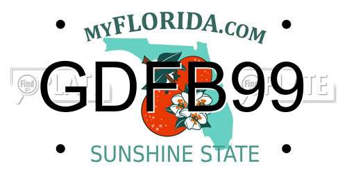 GDFB99 Florida License Plate