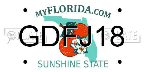 GDFJ18 Florida License Plate