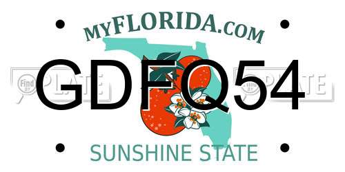 GDFQ54 Florida License Plate