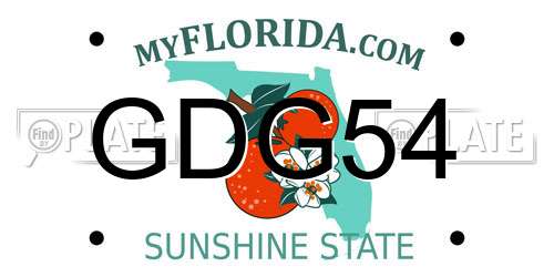 GDG54 Florida License Plate