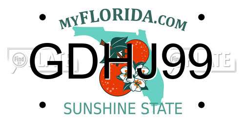 GDHJ99 Florida License Plate