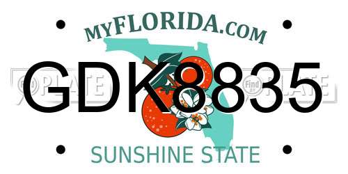 GDK8835 Florida License Plate