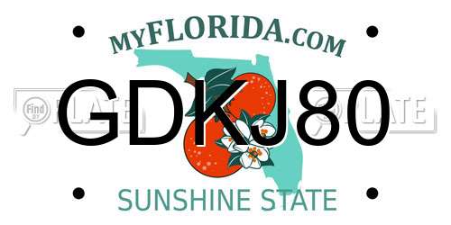 GDKJ80 Florida License Plate