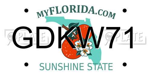 GDKW71 Florida License Plate
