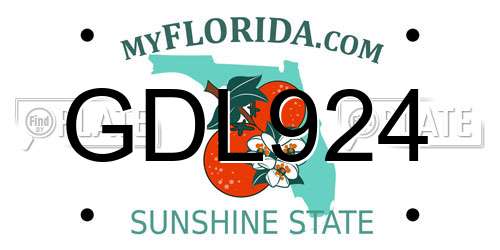 GDL924 Florida License Plate