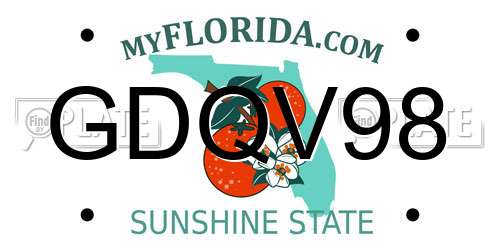 GDQV98 Florida License Plate