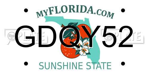GDQY52 Florida License Plate