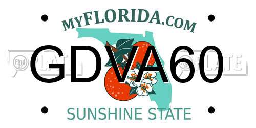 GDVA60 Florida License Plate