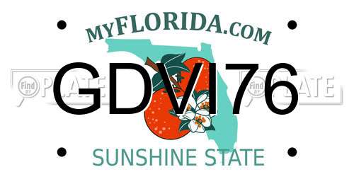 GDVI76 Florida License Plate