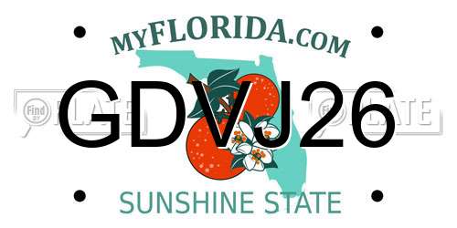 GDVJ26 Florida License Plate