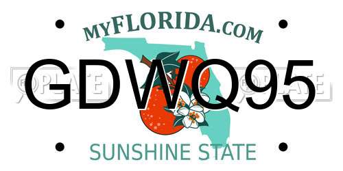 GDWQ95 Florida License Plate