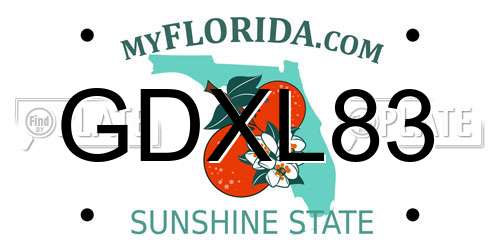 GDXL83 Florida License Plate