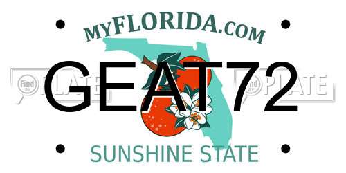 GEAT72 Florida License Plate