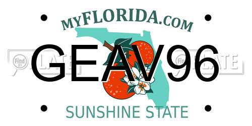 GEAV96 Florida License Plate