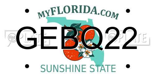GEBQ22 Florida License Plate