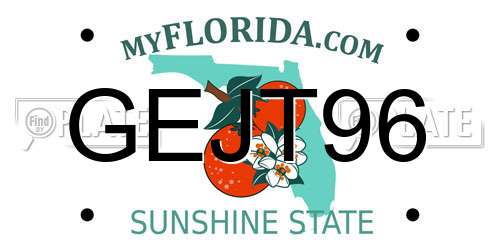 GEJT96 Florida License Plate