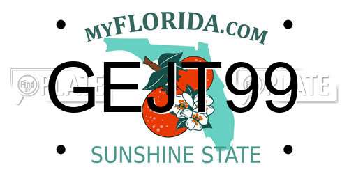 GEJT99 Florida License Plate