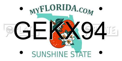 GEKX94 Florida License Plate