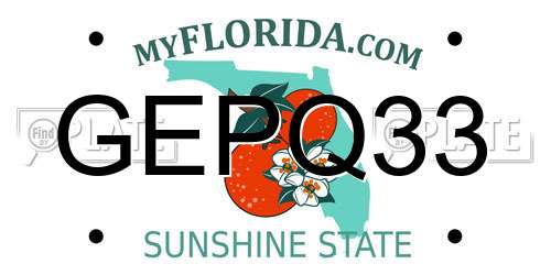 GEPQ33 Florida License Plate