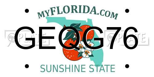 GEQG76 Florida License Plate