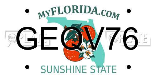 GEQV76 Florida License Plate
