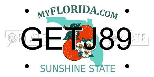 GETJ89 Florida License Plate