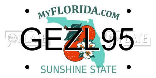 GEZL95 Florida License Plate
