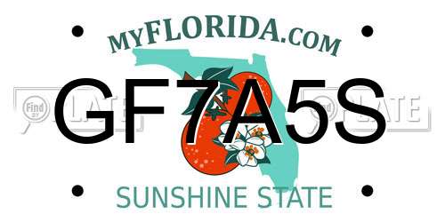GF7A5S Florida License Plate