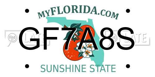 GF7A8S Florida License Plate