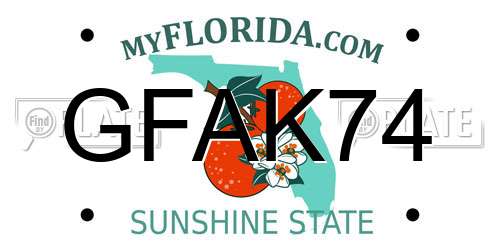 GFAK74 Florida License Plate