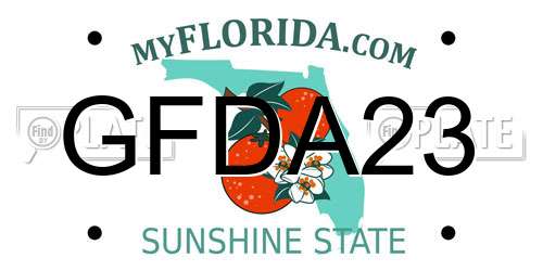 GFDA23 Florida License Plate