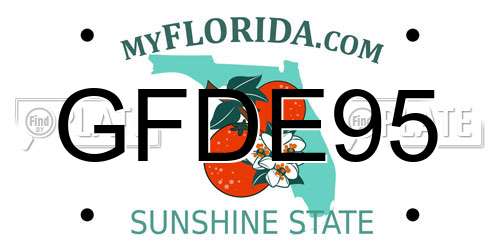 GFDE95 Florida License Plate