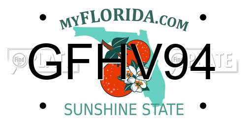 GFHV94 Florida License Plate