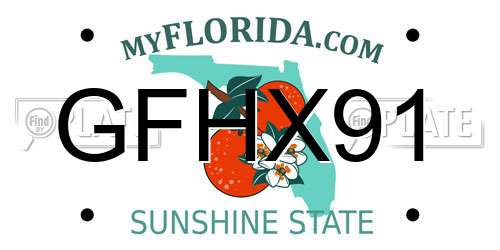 GFHX91 Florida License Plate