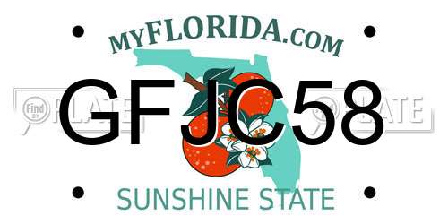 GFJC58 Florida License Plate